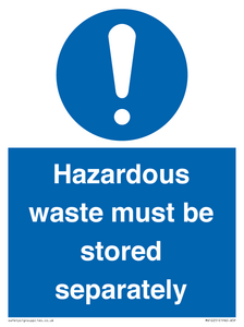 MV12251: Hazardous Waste Must Be Stored Separately Sign