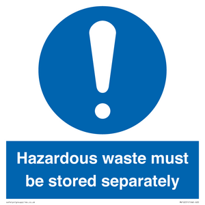 MV12251: Hazardous Waste Must Be Stored Separately Sign