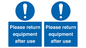 MV12257: Please Return Equipment After Use Sign