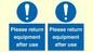 MV12257: Please Return Equipment After Use Sign