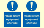 MV12257: Please Return Equipment After Use Sign
