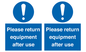 MV12257: Please Return Equipment After Use Sign