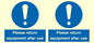 MV12257: Please Return Equipment After Use Sign