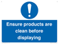 MV12261: Ensure Products Are Clean Before Displaying Sign