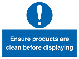 MV12261: Ensure Products Are Clean Before Displaying Sign