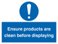 MV12261: Ensure Products Are Clean Before Displaying Sign