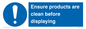 MV12261: Ensure Products Are Clean Before Displaying Sign