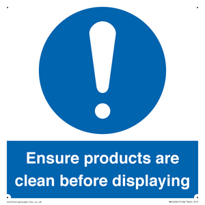MV12261: Ensure Products Are Clean Before Displaying Sign