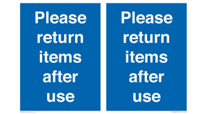 MV12268: Please Return Items After Use Sign