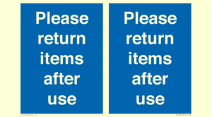MV12268: Please Return Items After Use Sign