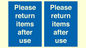 MV12268: Please Return Items After Use Sign