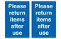 MV12268: Please Return Items After Use Sign