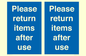 MV12268: Please Return Items After Use Sign
