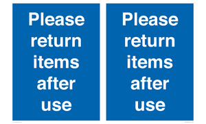 MV12268: Please Return Items After Use Sign