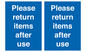MV12268: Please Return Items After Use Sign