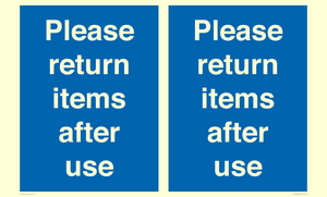 MV12268: Please Return Items After Use Sign