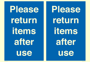 MV12268: Please Return Items After Use Sign