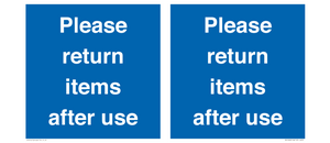 MV12268: Please Return Items After Use Sign
