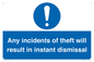 MV12315: Any incidents of theft will result in instant dismissal