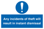 MV12315: Any incidents of theft will result in instant dismissal