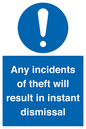 MV12315: Any incidents of theft will result in instant dismissal