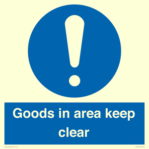 MV12317: Goods In Area Keep Clear floor sign
