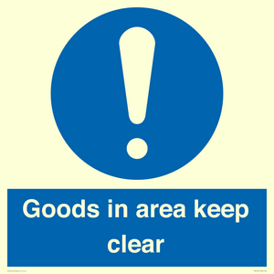 MV12317: Goods In Area Keep Clear floor sign