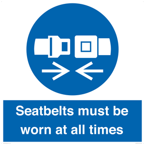 MV12337: Seatbelts must be worn at all times