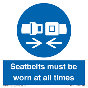 MV12337: Seatbelts must be worn at all times