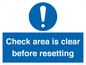 MV12564: Check area is clear before resetting