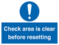 MV12564: Check area is clear before resetting