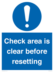 MV12564: Check area is clear before resetting