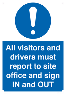 MV12835: All visitors and drivers must report to site office and sign IN and OUT