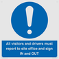 MV12835: All visitors and drivers must report to site office and sign IN and OUT