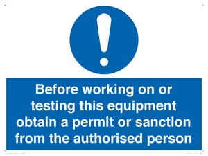 MV13085: Before working on or testing this equipment obtain a permit