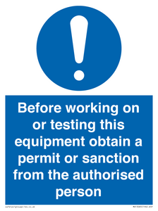 MV13085: Before working on or testing this equipment obtain a permit