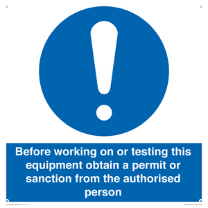 MV13085: Before working on or testing this equipment obtain a permit