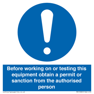 MV13085: Before working on or testing this equipment obtain a permit