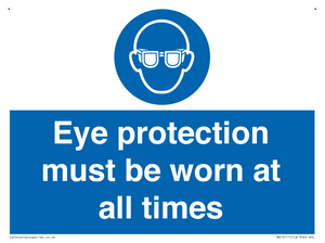 MV13111: Eye protection must be worn at all times