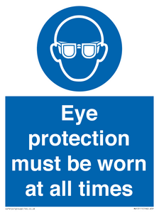 MV13111: Eye protection must be worn at all times
