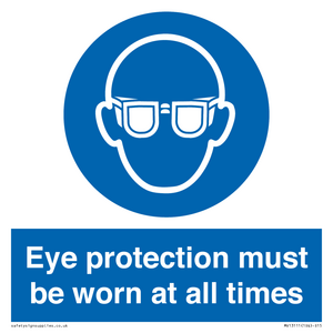 MV13111: Eye protection must be worn at all times