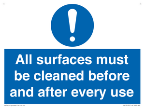 MV13137: All surfaces must be cleaned before and after every use