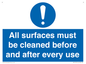 MV13137: All surfaces must be cleaned before and after every use