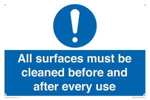 MV13137: All surfaces must be cleaned before and after every use