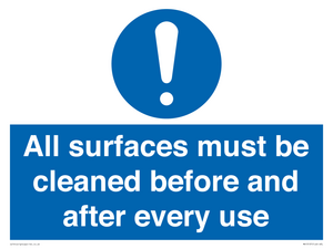 MV13137: All surfaces must be cleaned before and after every use