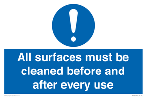 MV13137: All surfaces must be cleaned before and after every use