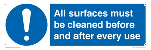 MV13137: All surfaces must be cleaned before and after every use