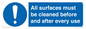 MV13137: All surfaces must be cleaned before and after every use