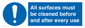 MV13137: All surfaces must be cleaned before and after every use