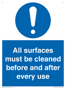 MV13137: All surfaces must be cleaned before and after every use